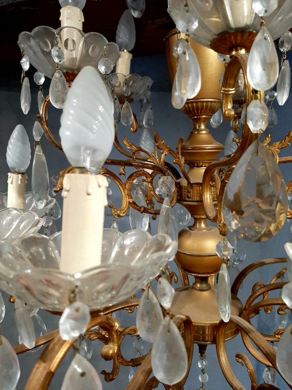 Lampadario ottone e cristalli - immagine 5