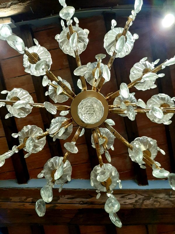 Lampadario ottone e cristalli - immagine 3